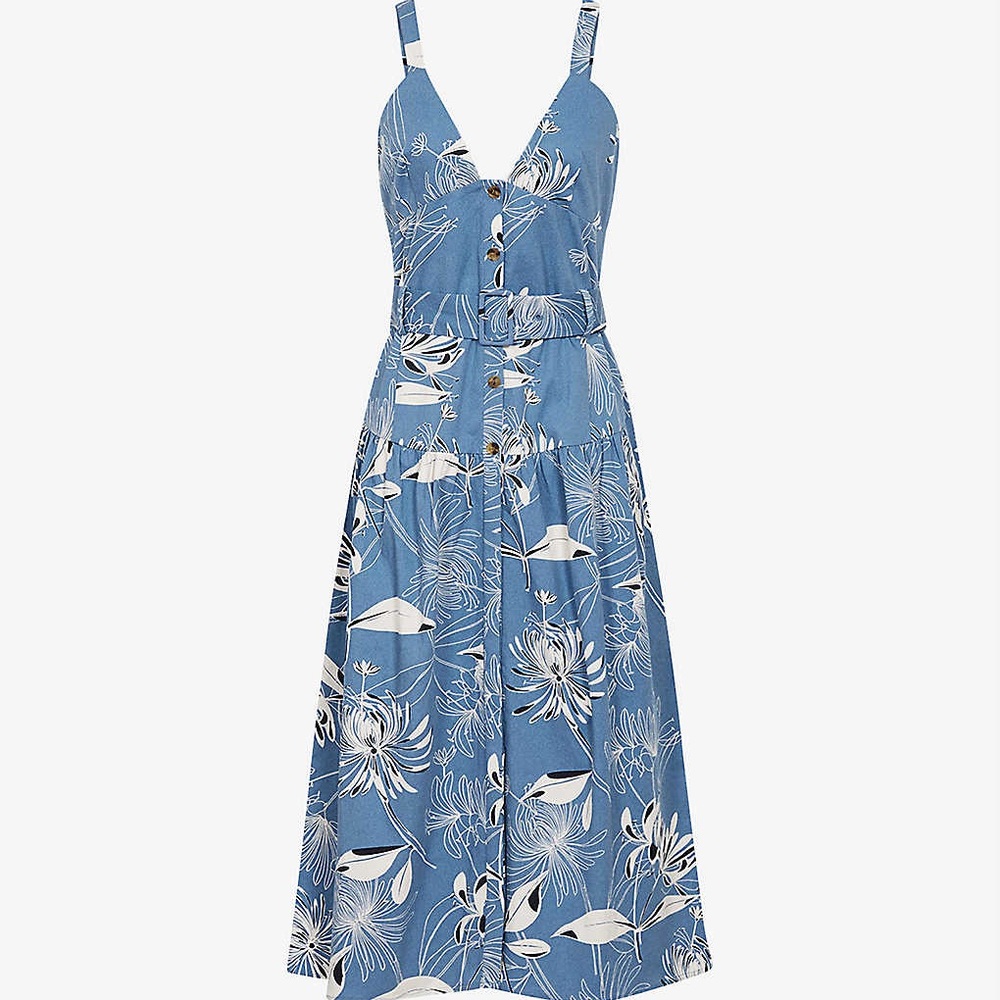 Reiss NOAH PRINTED BUTTON THROUGH MIDI DRESS - Picture 6 of 10